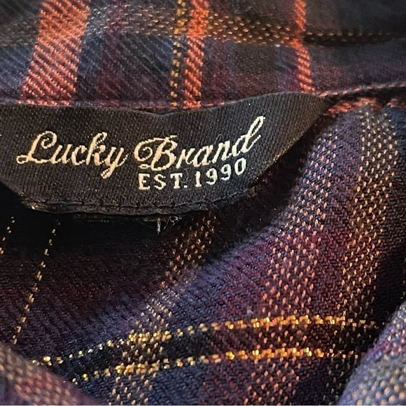 LUCKY BRAND Metallic Plaid Button Down Shirt 2XL light weight super soft - Picture 11 of 14